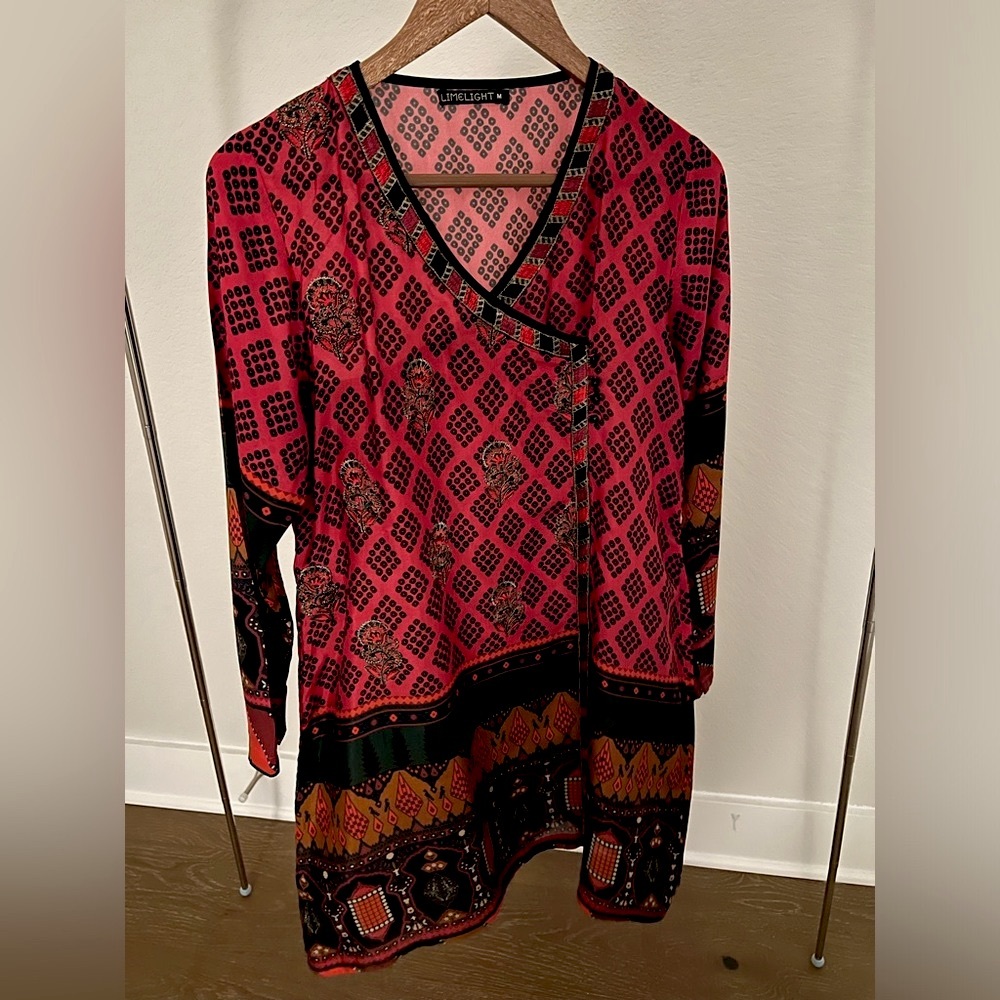 Silk Pakistani shirt - Limelight, Size Medium
